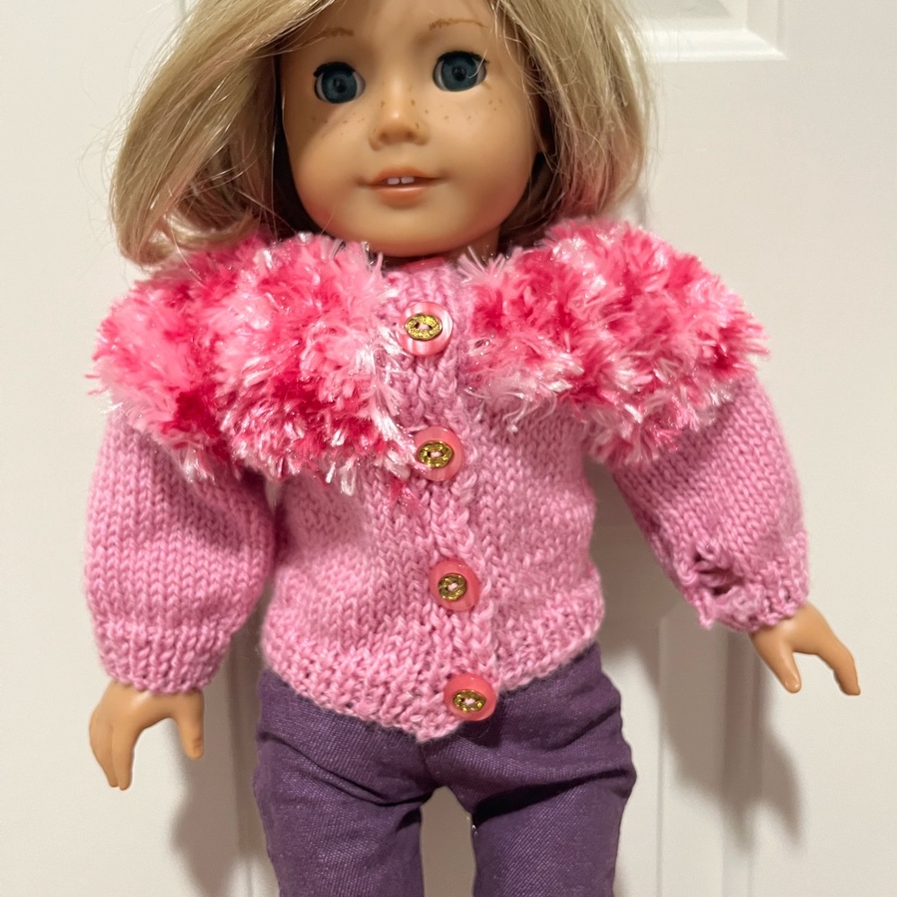 Pink American Girl Doll Sweater with buttons